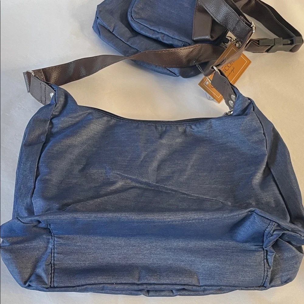 Stylish Blue and Brown Crossbody Bag Set